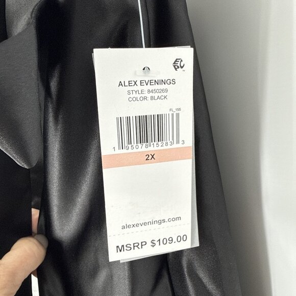 New Alex Evenings Women Black Tea Midi Length Dress Skirt Plus Size 2X Cocktail - Picture 3 of 7